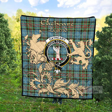 Cathcart Tartan Quilt with Family Crest and Scottish Symbol Style