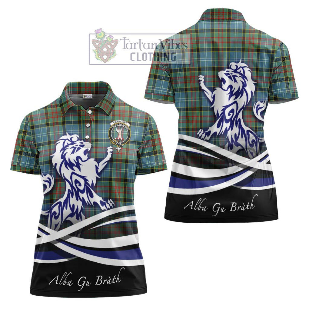 Cathcart Tartan Women's Polo Shirt with Alba Gu Brath Regal Lion Emblem Women - Tartanvibesclothing Shop