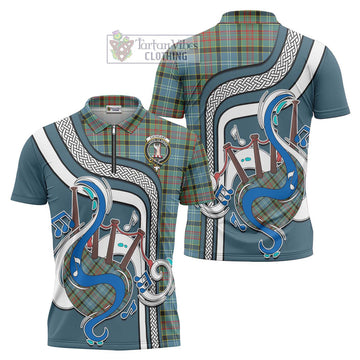 Cathcart Tartan Zipper Polo Shirt with Epic Bagpipe Style