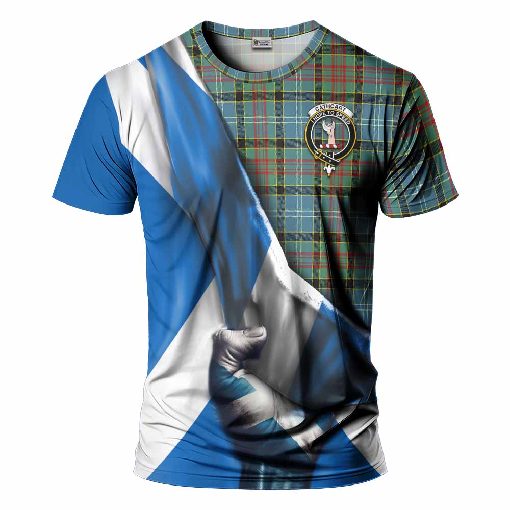 Tartan Vibes Clothing Cathcart Tartan T-Shirt with Family Crest Scotland Patriotic Style