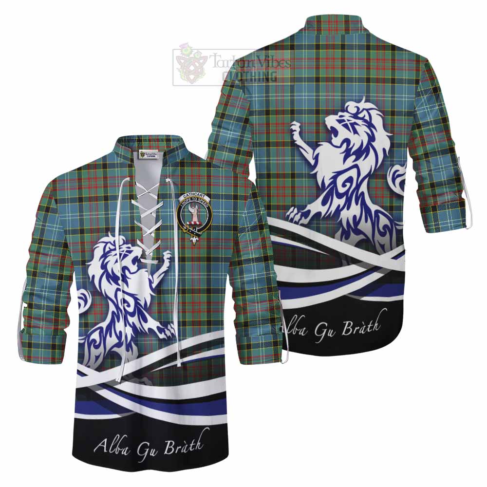 Tartan Vibes Clothing Cathcart Tartan Ghillie Kilt Shirt with Alba Gu Brath Regal Lion Emblem