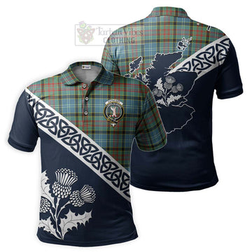 Cathcart Tartan Polo Shirt Featuring Thistle and Scotland Map