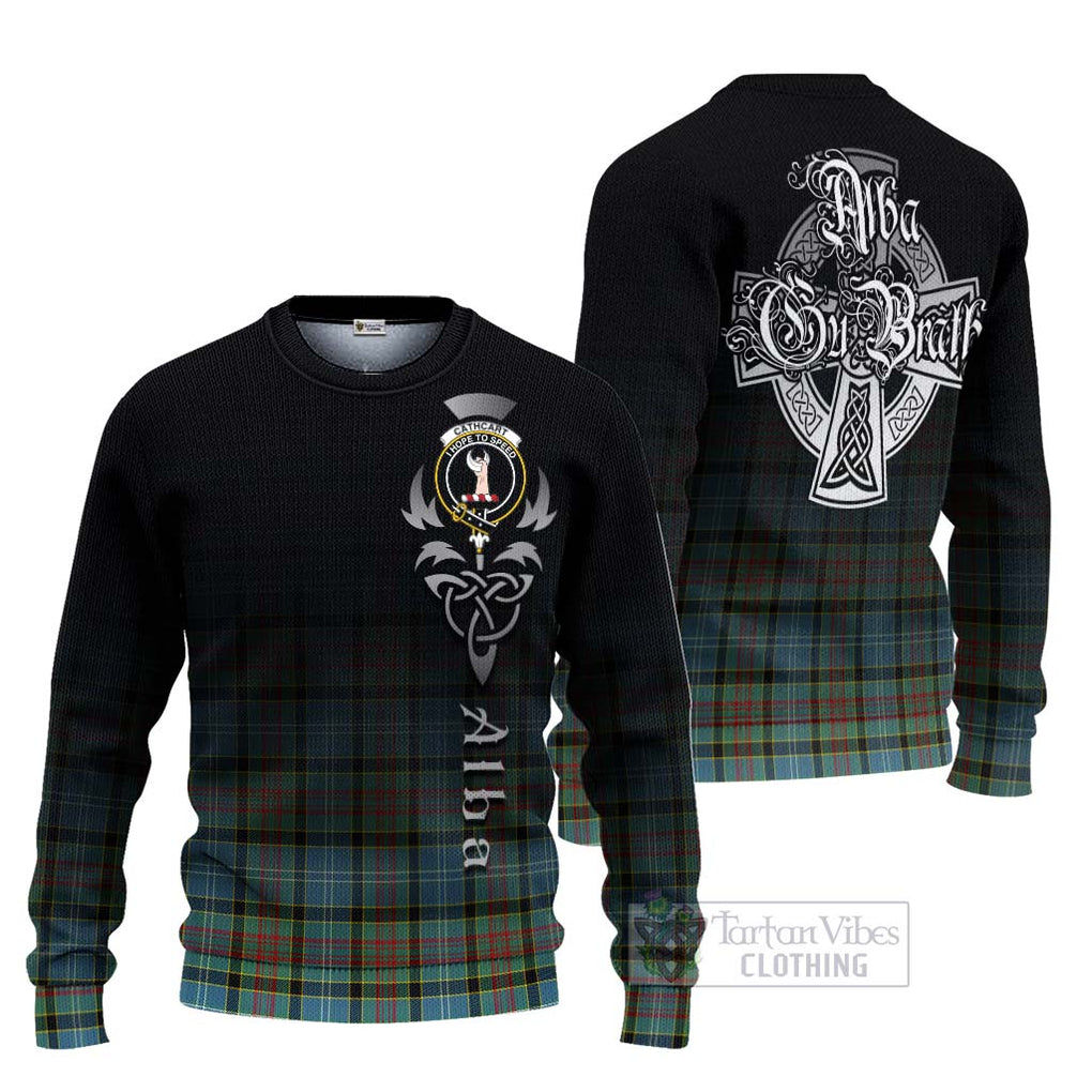 Tartan Vibes Clothing Cathcart Tartan Knitted Sweater Featuring Alba Gu Brath Family Crest Celtic Inspired