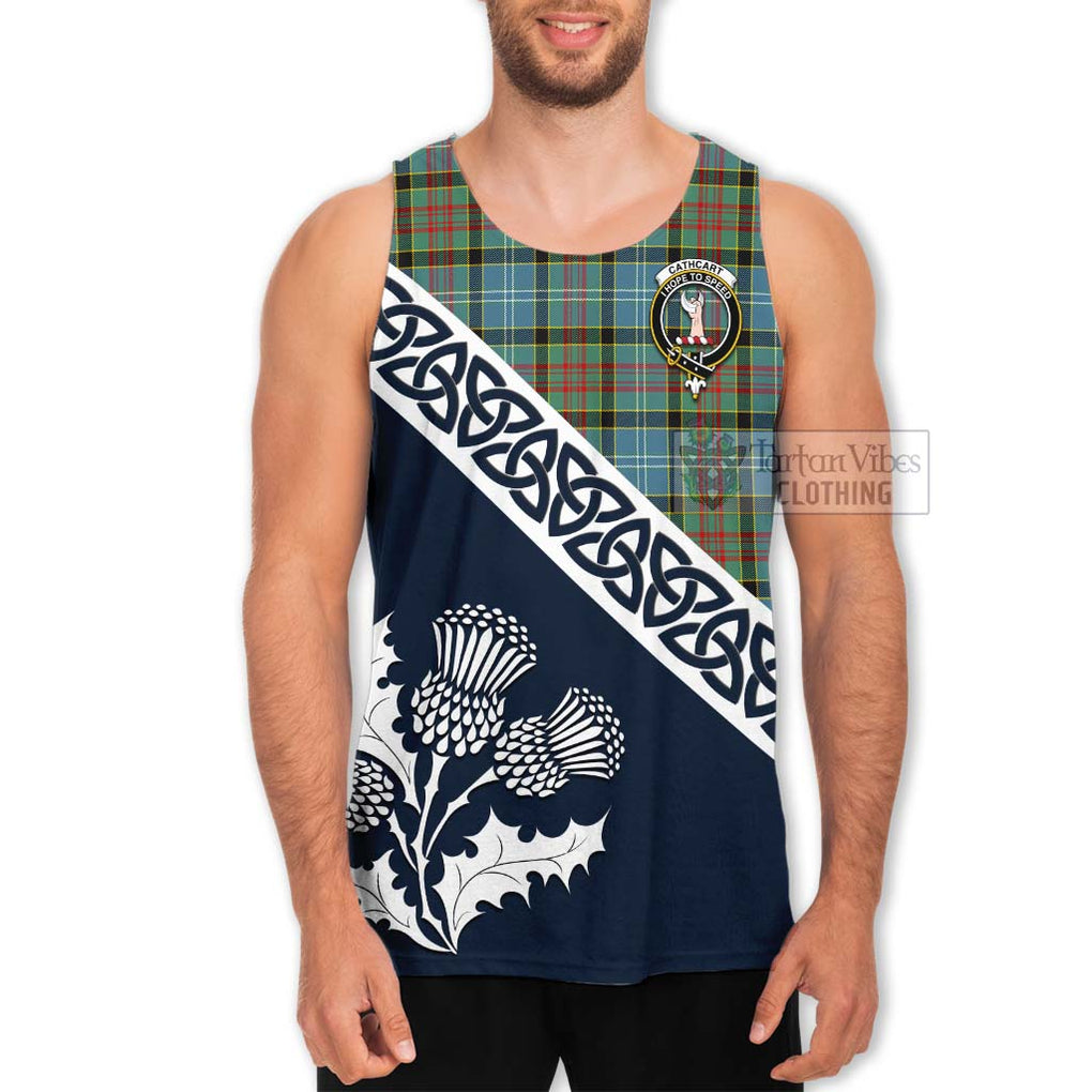 Tartan Vibes Clothing Cathcart Tartan Men's Tank Top Featuring Thistle and Scotland Map