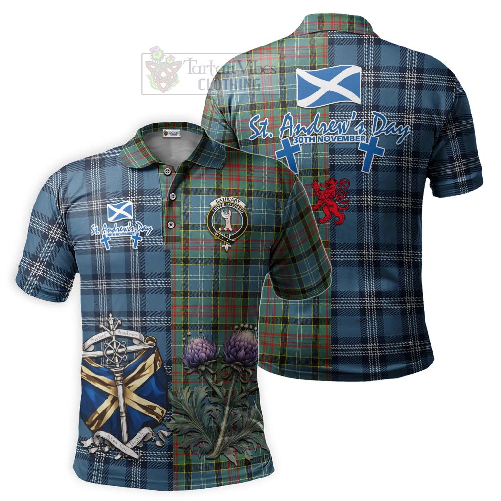 Tartan Vibes Clothing Cathcart Tartan Polo Shirt Happy St. Andrew's Day Half Tartan Style