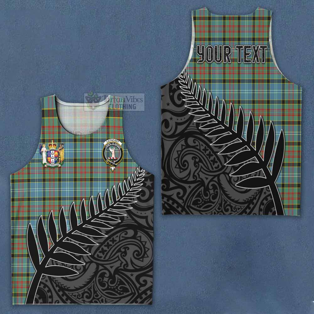 Tartan Vibes Clothing Cathcart Crest Tartan Men's Tank Top with New Zealand Silver Fern Half Style