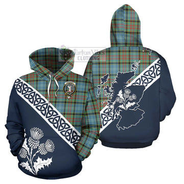 Cathcart Tartan Hoodie Featuring Thistle and Scotland Map