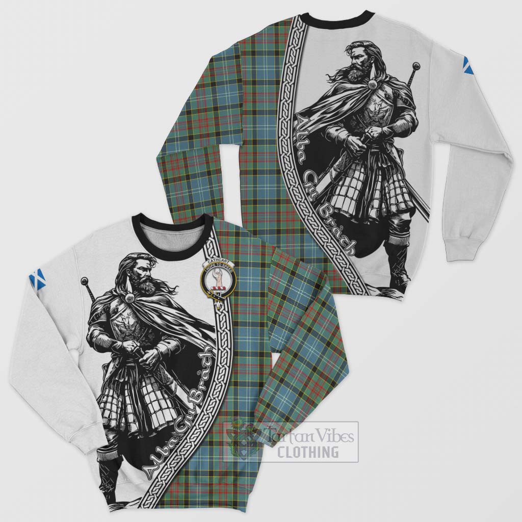 Tartan Vibes Clothing Cathcart Tartan Clan Crest Sweatshirt with Highlander Warrior Celtic Style