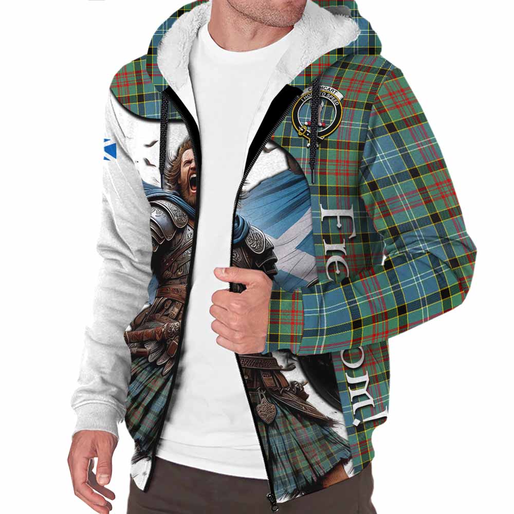 Tartan Vibes Clothing Cathcart Crest Tartan Sherpa Hoodie Inspired by the Freedom of Scottish Warrior