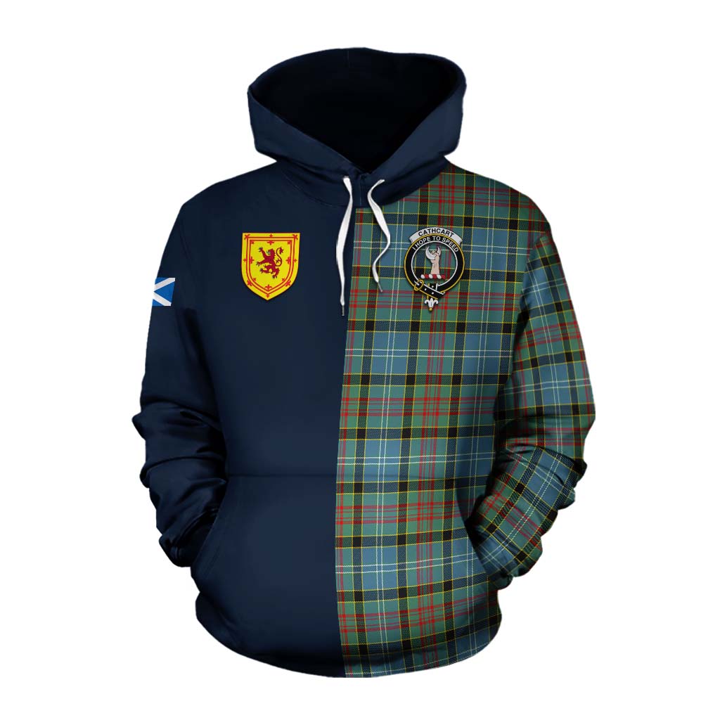 Tartan Vibes Clothing Cathcart Tartan Cotton Hoodie Alba with Scottish Lion Royal Arm Half Style