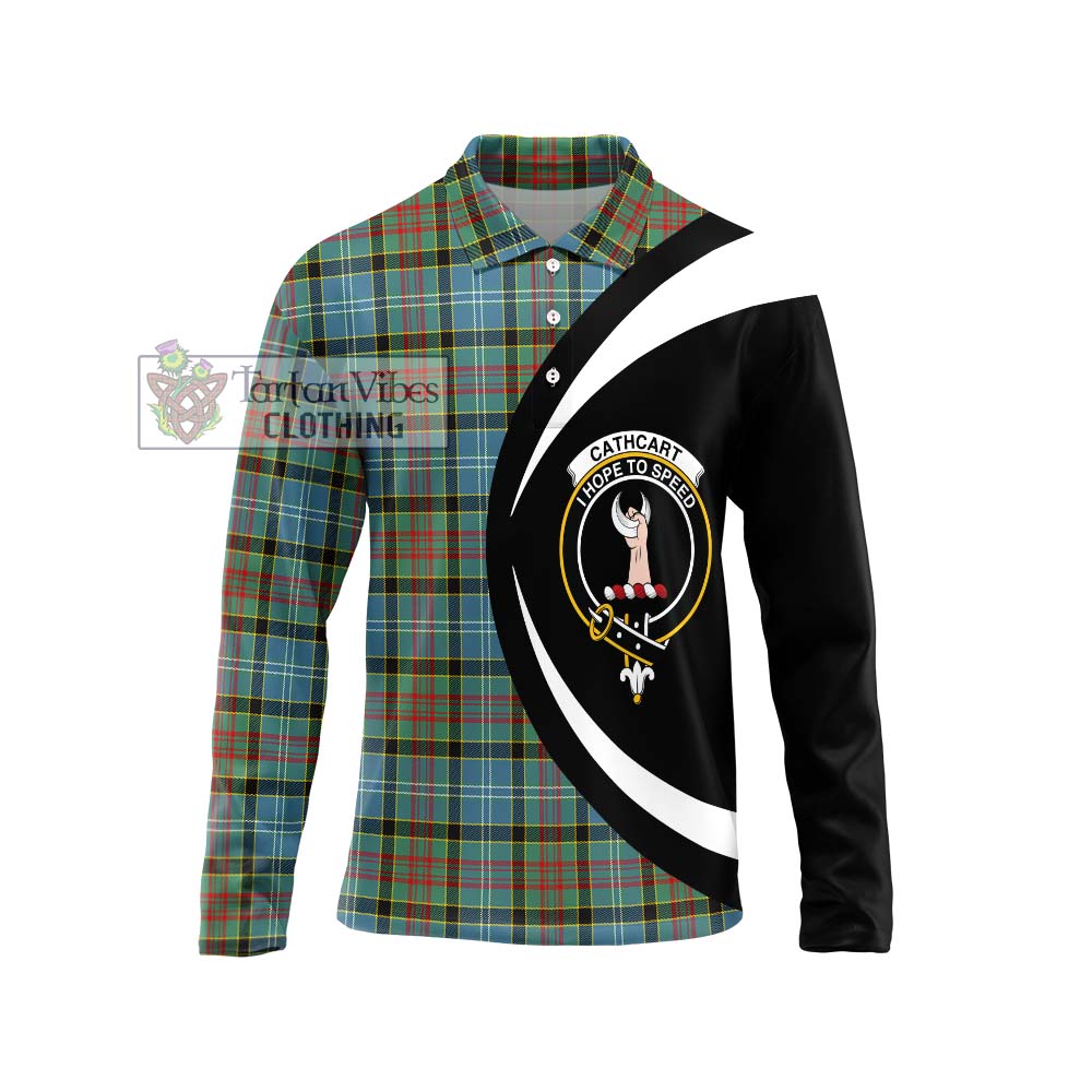 Cathcart Tartan Long Sleeve Polo Shirt with Family Crest Circle Style Unisex - Tartan Vibes Clothing