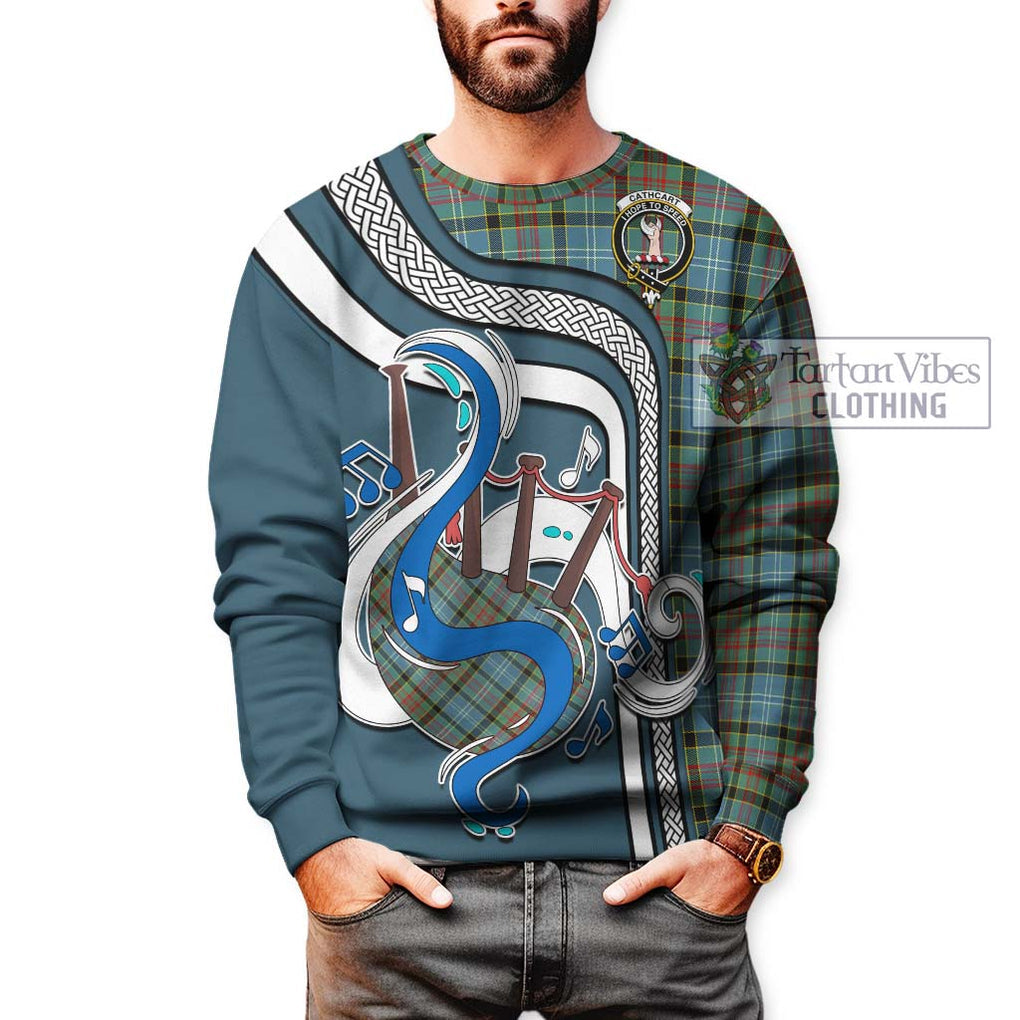 Cathcart Tartan Sweatshirt with Epic Bagpipe Style Unisex - Tartanvibesclothing Shop