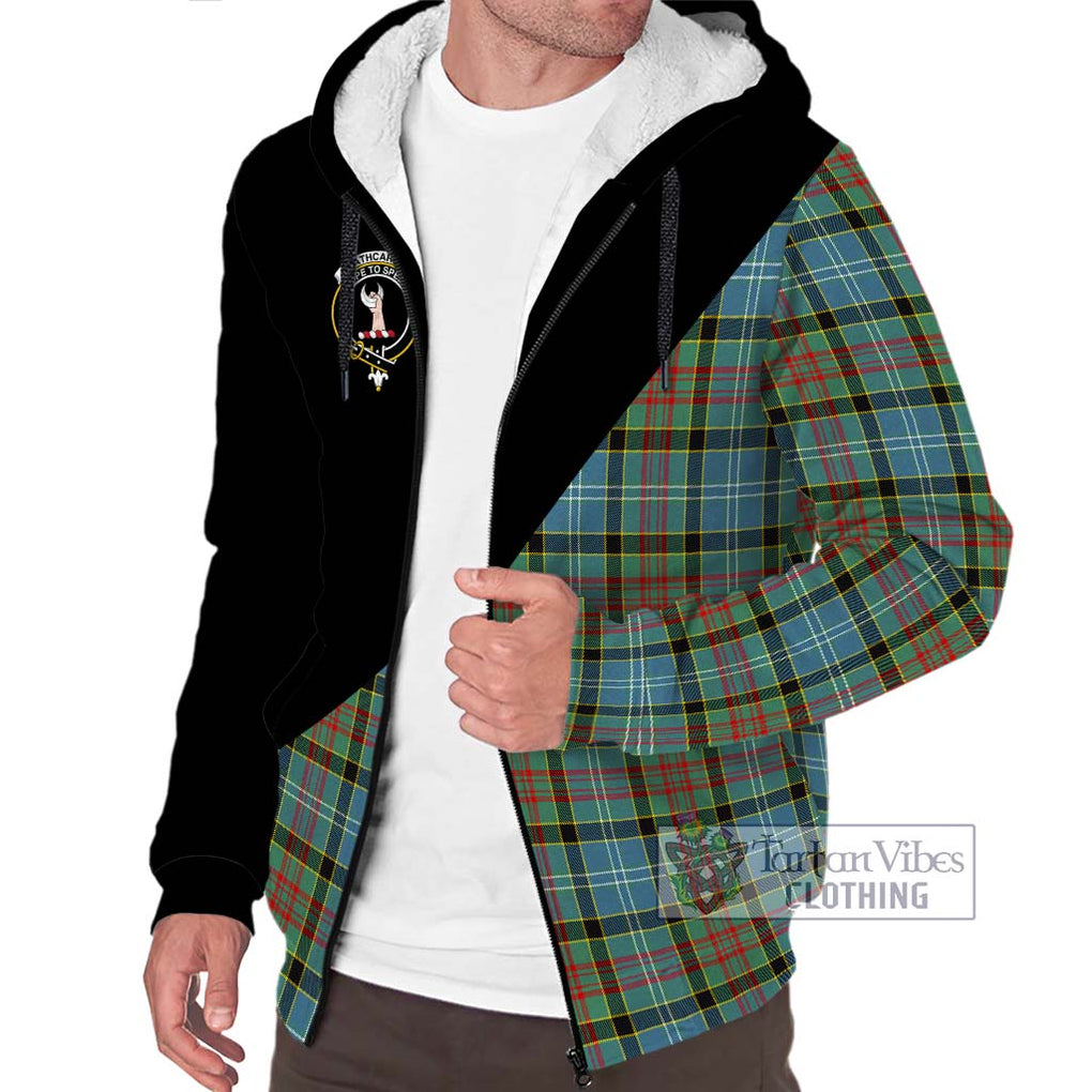 Cathcart Tartan Sherpa Hoodie with Family Crest and Military Logo Style Unisex S - Tartanvibesclothing Shop