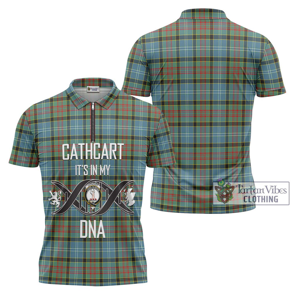 Cathcart Tartan Zipper Polo Shirt with Family Crest DNA In Me Style Unisex - Tartanvibesclothing Shop