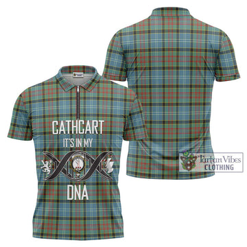 Cathcart Tartan Zipper Polo Shirt with Family Crest DNA In Me Style