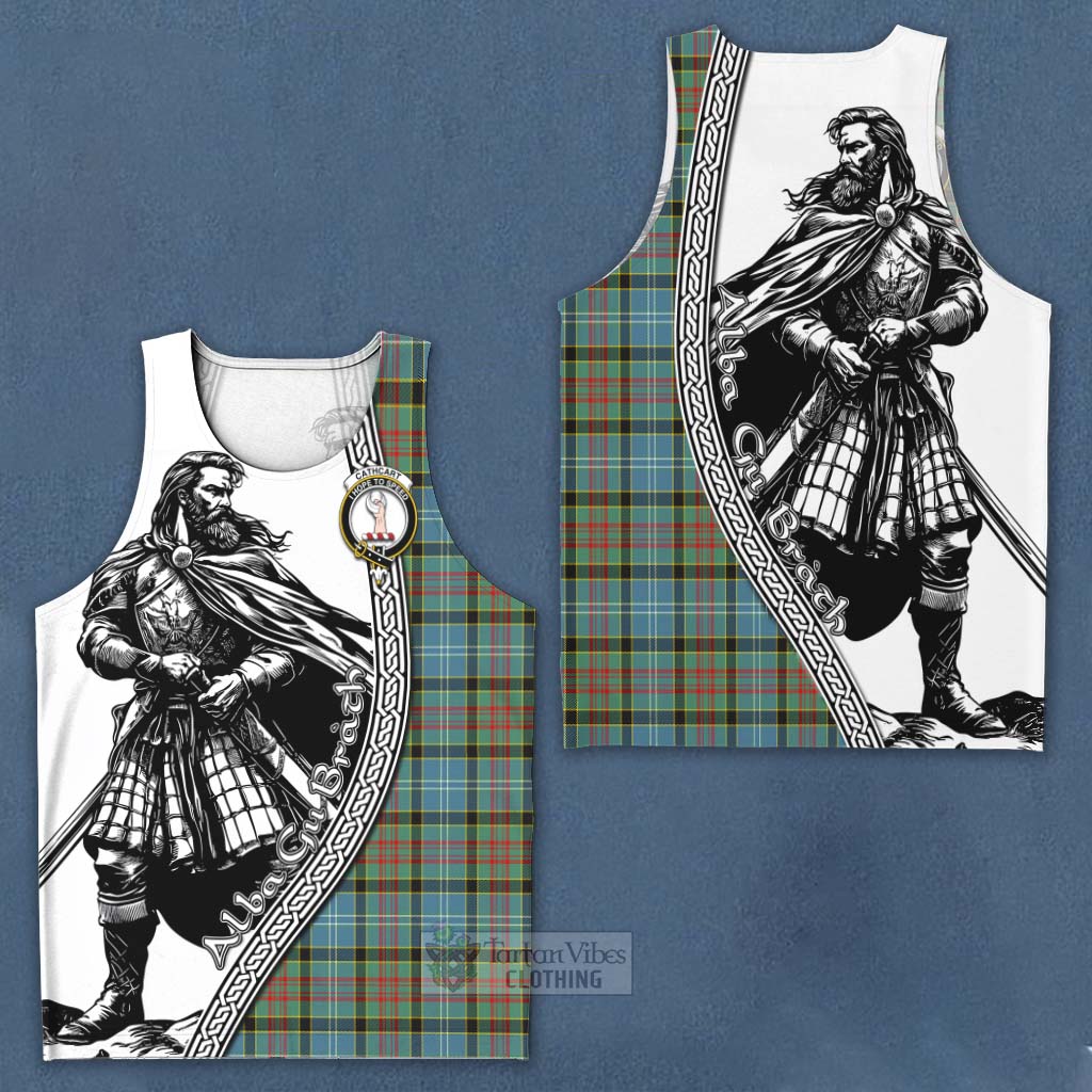 Tartan Vibes Clothing Cathcart Tartan Clan Crest Men's Tank Top with Highlander Warrior Celtic Style