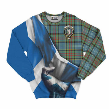 Cathcart Tartan Sweatshirt with Family Crest Scotland Patriotic Style