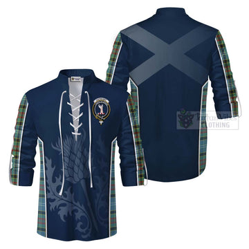 Cathcart Tartan Ghillie Kilt Shirt with Family Crest and Scottish Thistle Vibes Sport Style