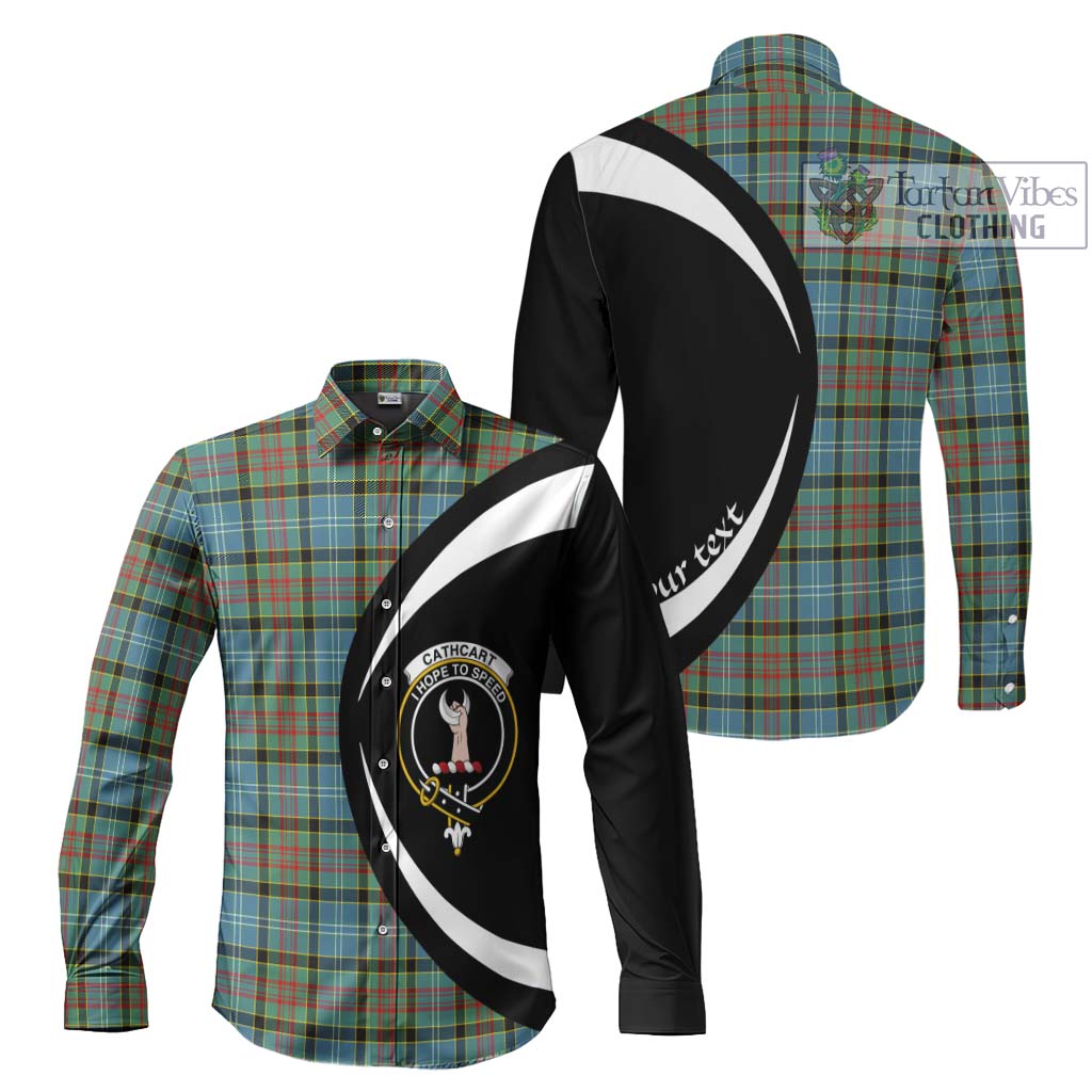 Cathcart Tartan Long Sleeve Button Up with Family Crest Circle Style Men's Shirt S - Tartan Vibes Clothing