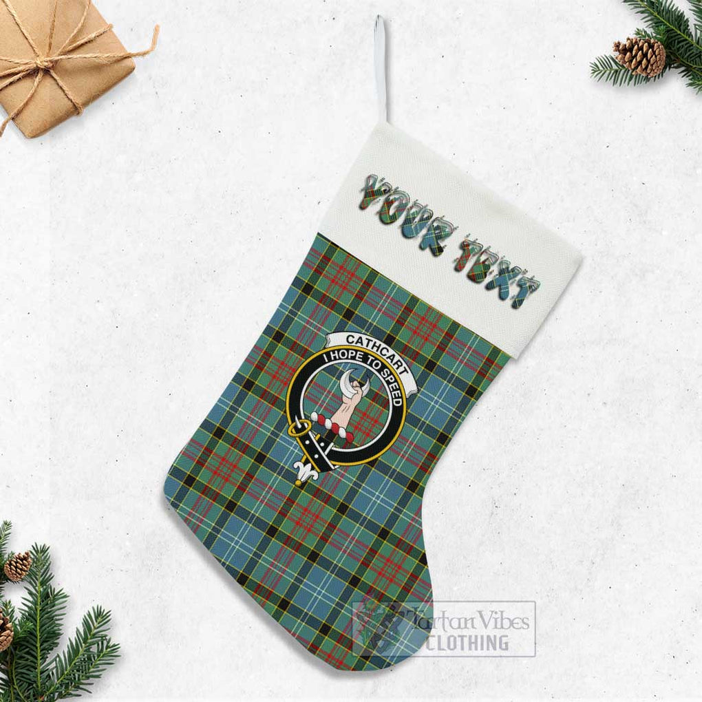 Tartan Vibes Clothing Cathcart Tartan Family Crest Christmas Stocking with Personalized Text