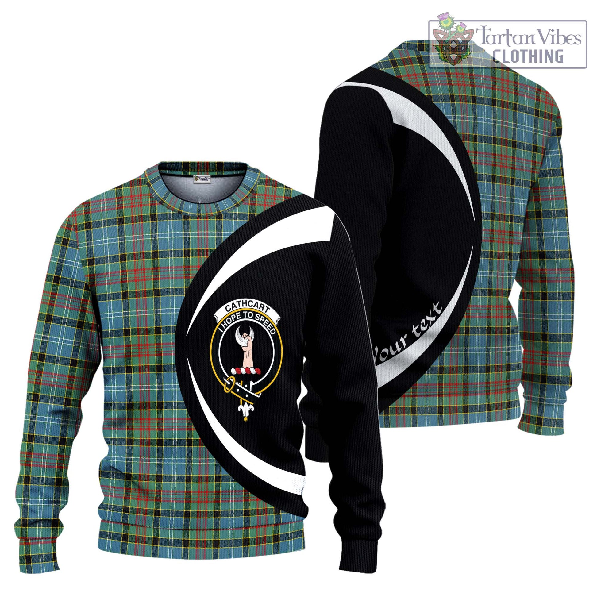 Cathcart Tartan Ugly Sweater with Family Crest Circle Style Unisex - Tartan Vibes Clothing