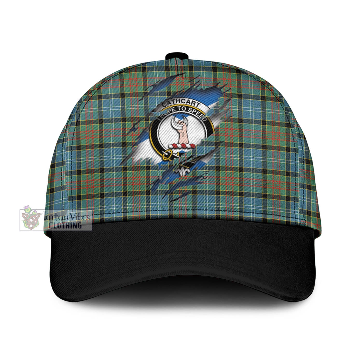 Tartan Vibes Clothing Cathcart Tartan Classic Cap with Family Crest In Me Style