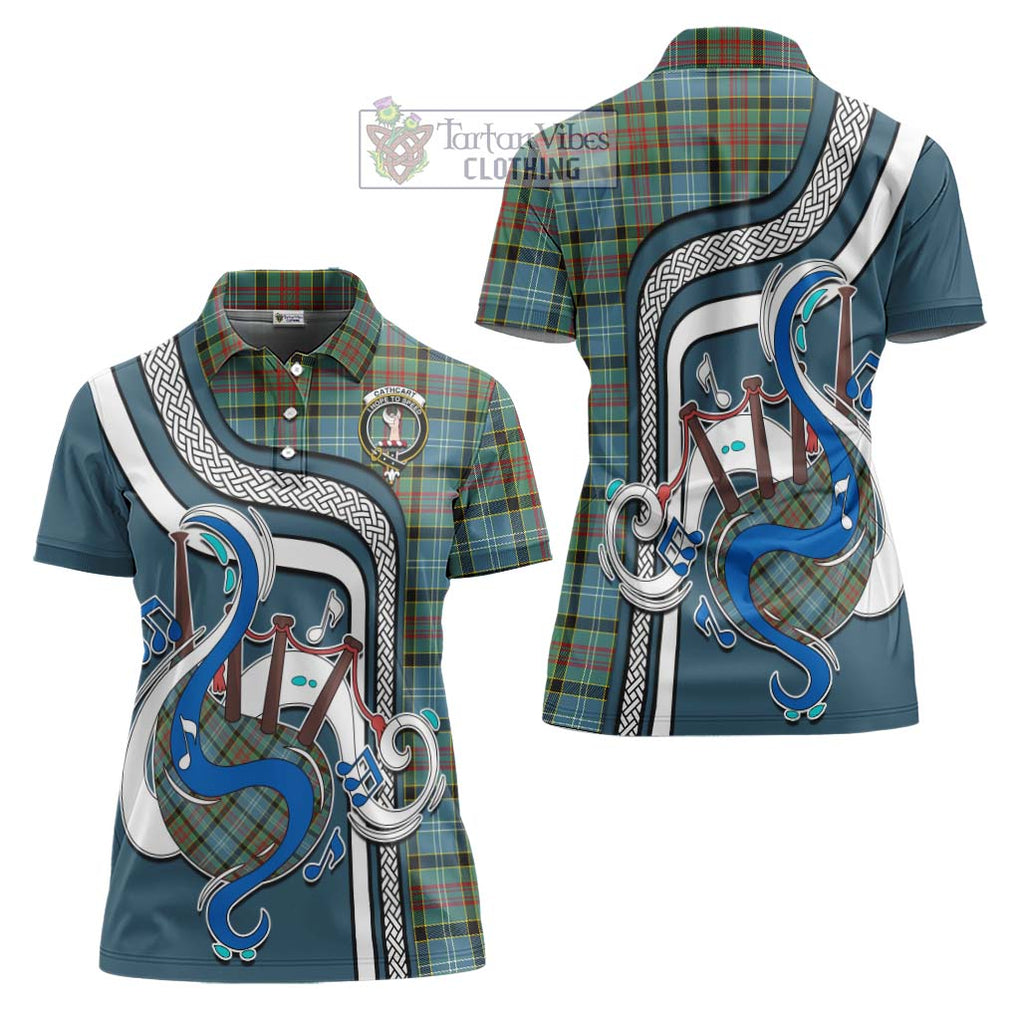 Cathcart Tartan Women's Polo Shirt with Epic Bagpipe Style Women - Tartanvibesclothing Shop