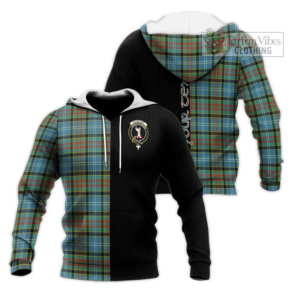 Cathcart Tartan Knitted Hoodie with Family Crest and Half Of Me Style Unisex Knitted Pullover Hoodie - Tartanvibesclothing Shop