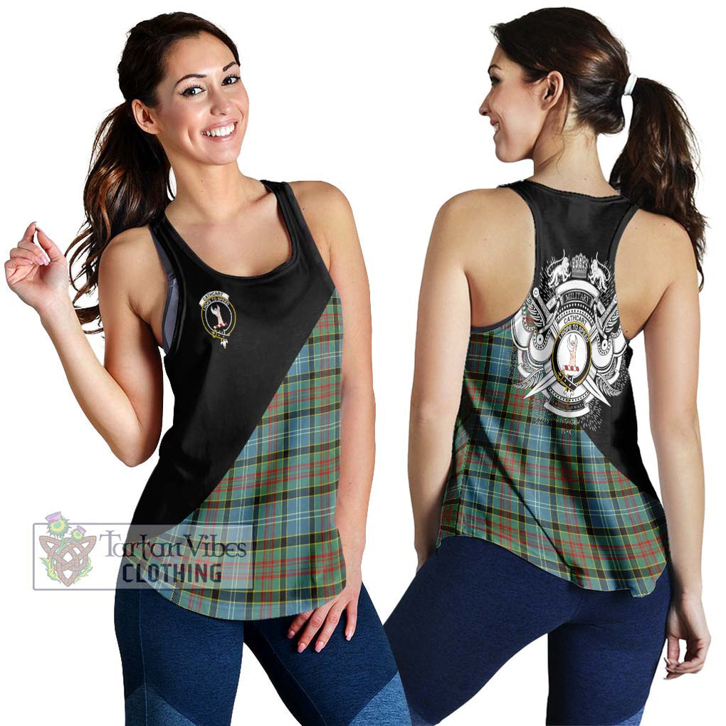 Cathcart Tartan Women's Racerback Tanks with Family Crest and Military Logo Style 4XL - Tartanvibesclothing Shop