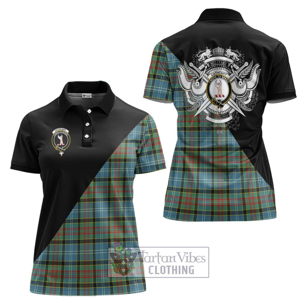 Cathcart Tartan Women's Polo Shirt with Family Crest and Military Logo Style Women - Tartanvibesclothing Shop