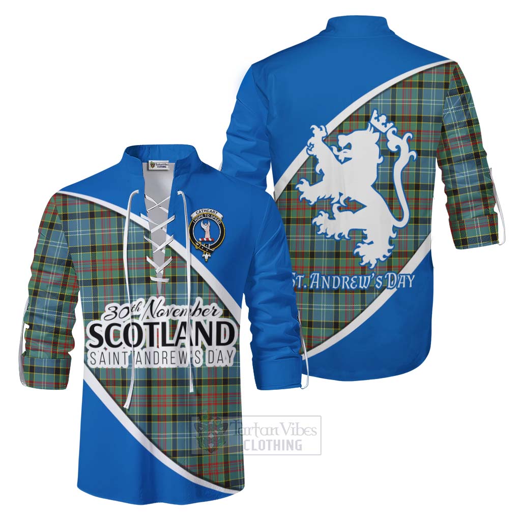 Tartan Vibes Clothing Cathcart Family Crest Tartan Ghillie Kilt Shirt Celebrate Saint Andrew's Day in Style