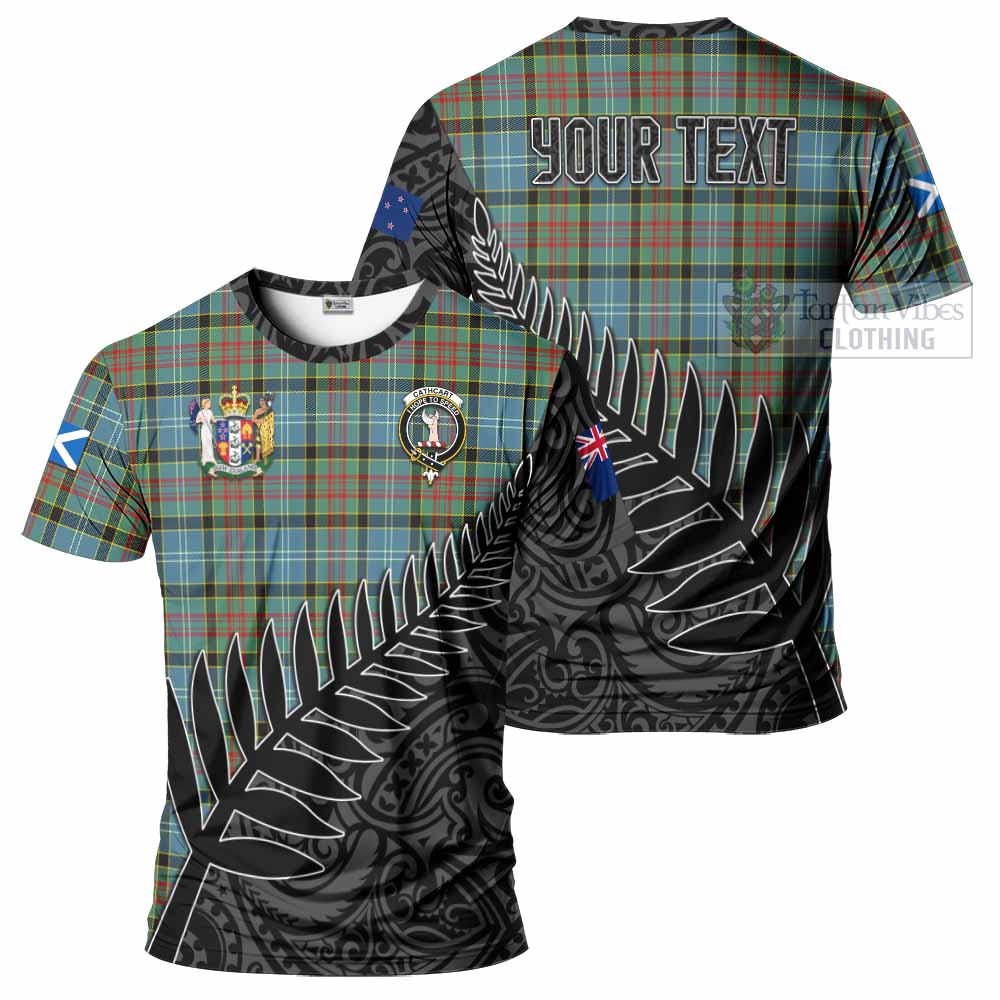 Tartan Vibes Clothing Cathcart Crest Tartan T-Shirt with New Zealand Silver Fern Half Style