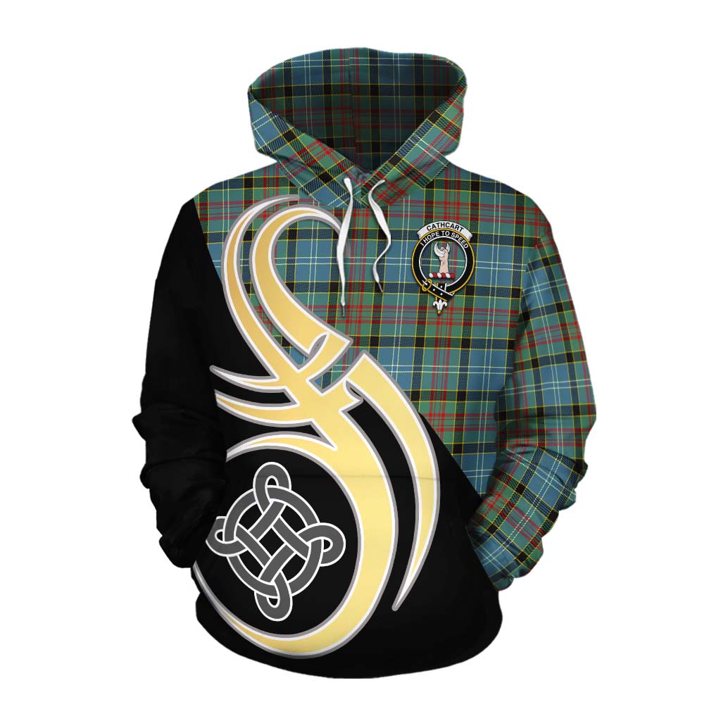 Tartan Vibes Clothing Cathcart Tartan Cotton Hoodie with Family Crest and Celtic Symbol Style