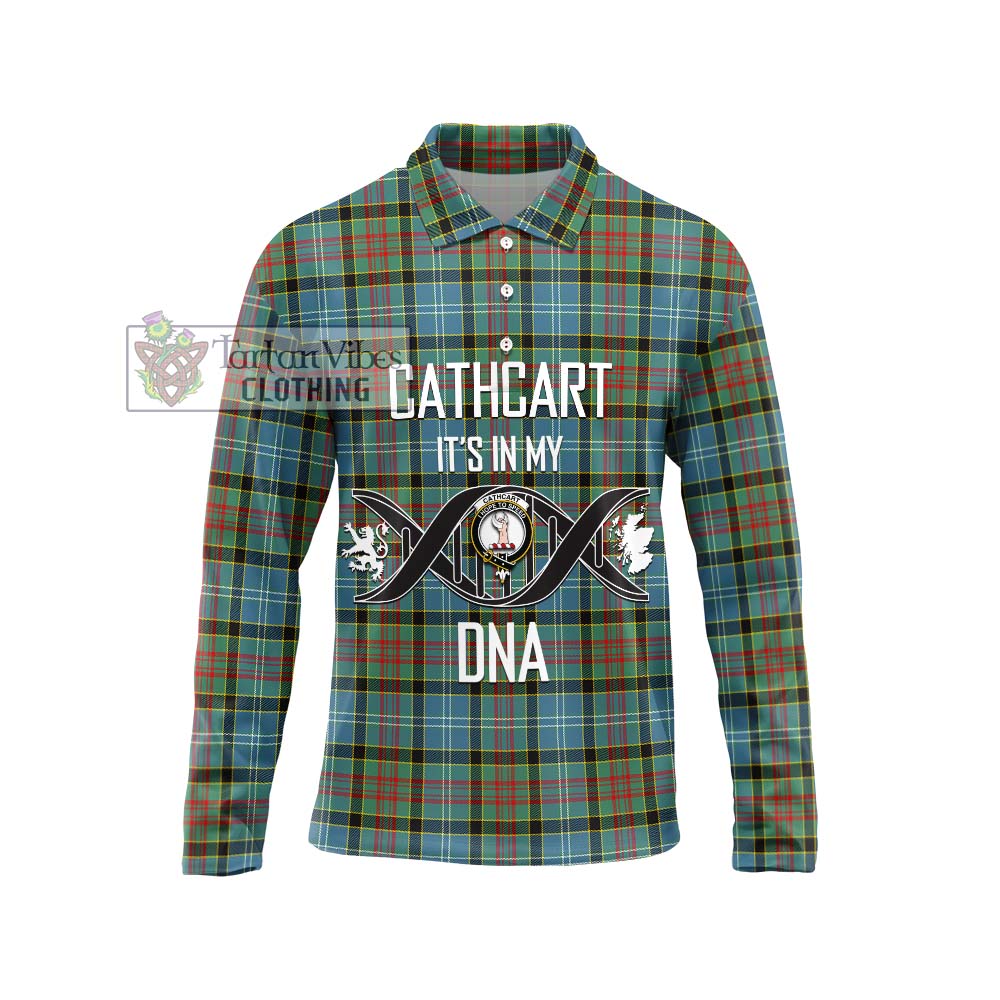 Cathcart Tartan Long Sleeve Polo Shirt with Family Crest DNA In Me Style Unisex - Tartanvibesclothing Shop