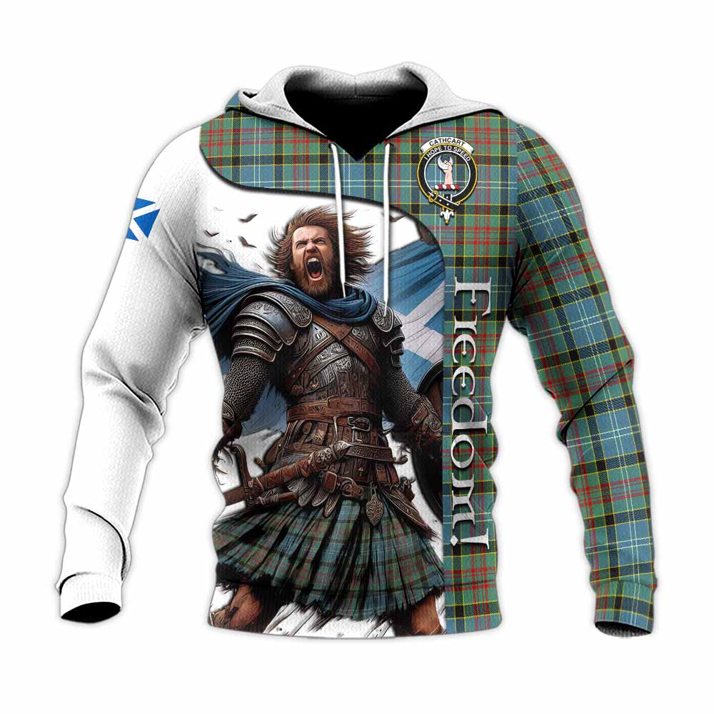 Tartan Vibes Clothing Cathcart Crest Tartan Knitted Hoodie Inspired by the Freedom of Scottish Warrior