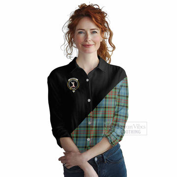 Cathcart Tartan Women's Casual Shirt with Family Crest and Military Logo Style