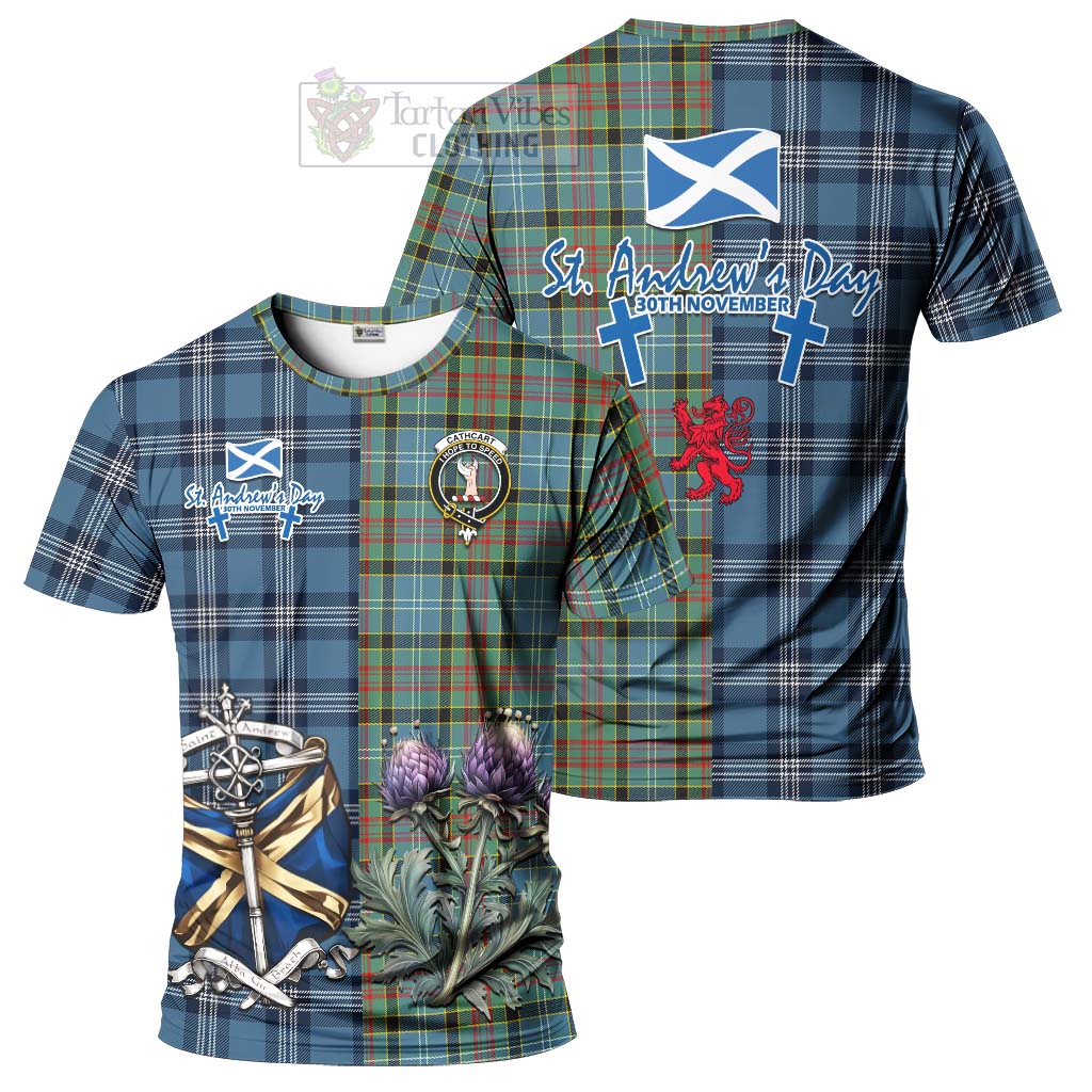 Tartan Vibes Clothing Cathcart Tartan T-Shirt Happy St. Andrew's Day Half Tartan Style