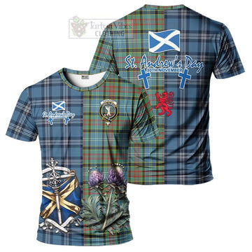 Cathcart Tartan T-Shirt Happy St. Andrew's Day Half Tartan Style