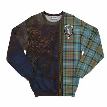 Cathcart Tartan Family Crest Sweatshirt Alba Gu Brath Be Brave Lion Ancient Style Unisex - Tartan Vibes Clothing