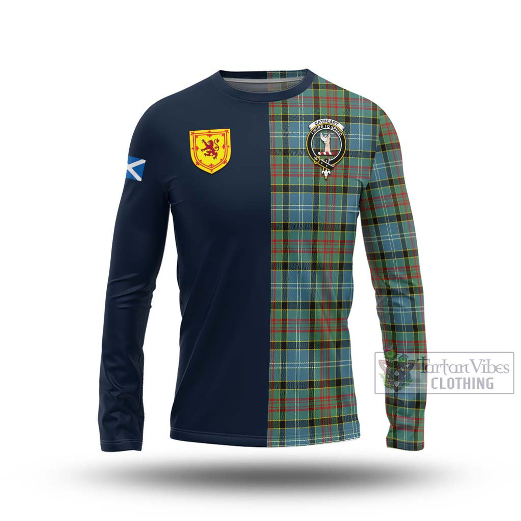 Tartan Vibes Clothing Cathcart Tartan Long Sleeve T-Shirt with Scottish Lion Royal Arm Half Style