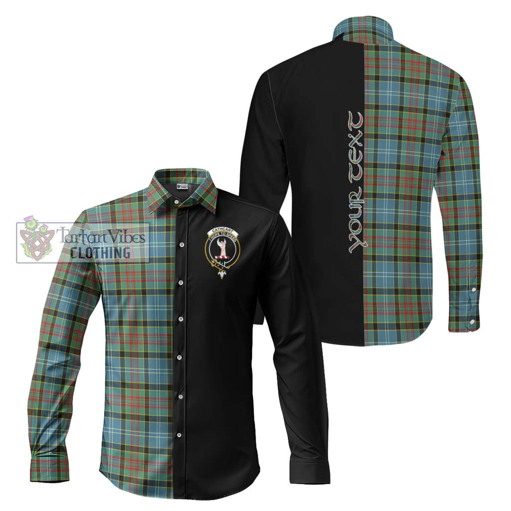 Cathcart Tartan Long Sleeve Button Shirt with Family Crest and Half Of Me Style Men's Shirt S - Tartanvibesclothing Shop