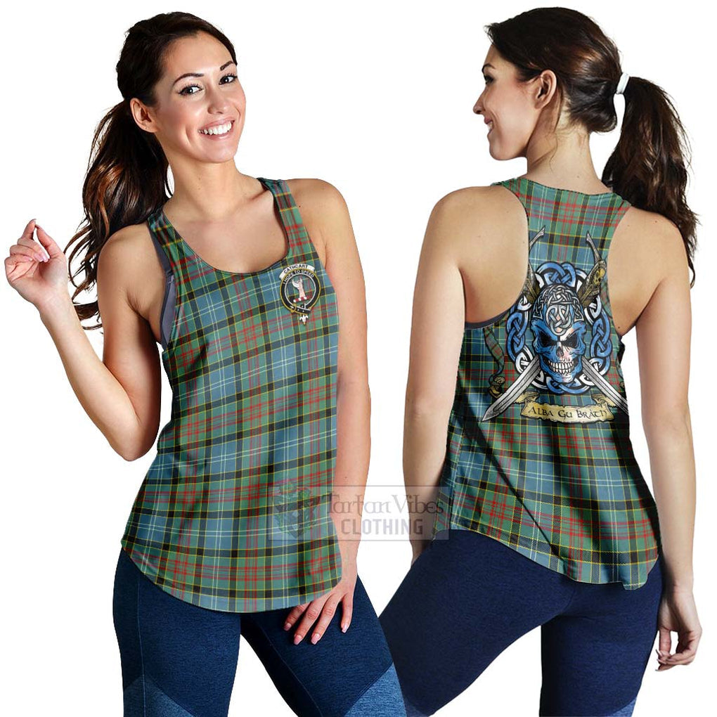 Tartan Vibes Clothing Cathcart Tartan Women's Racerback Tanks with Family Crest Celtic Skull Style