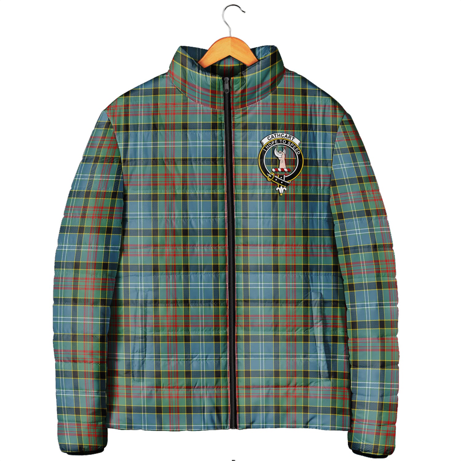 Cathcart Tartan Padded Jacket with Family Crest Men's Padded Jacket - Tartan Vibes Clothing