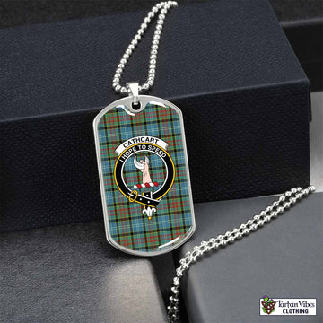 Cathcart Tartan Dog Tag Necklace with Family Crest