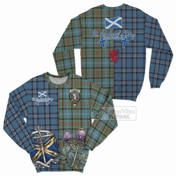 Cathcart Tartan Sweatshirt Happy St. Andrew's Day Half Tartan Style