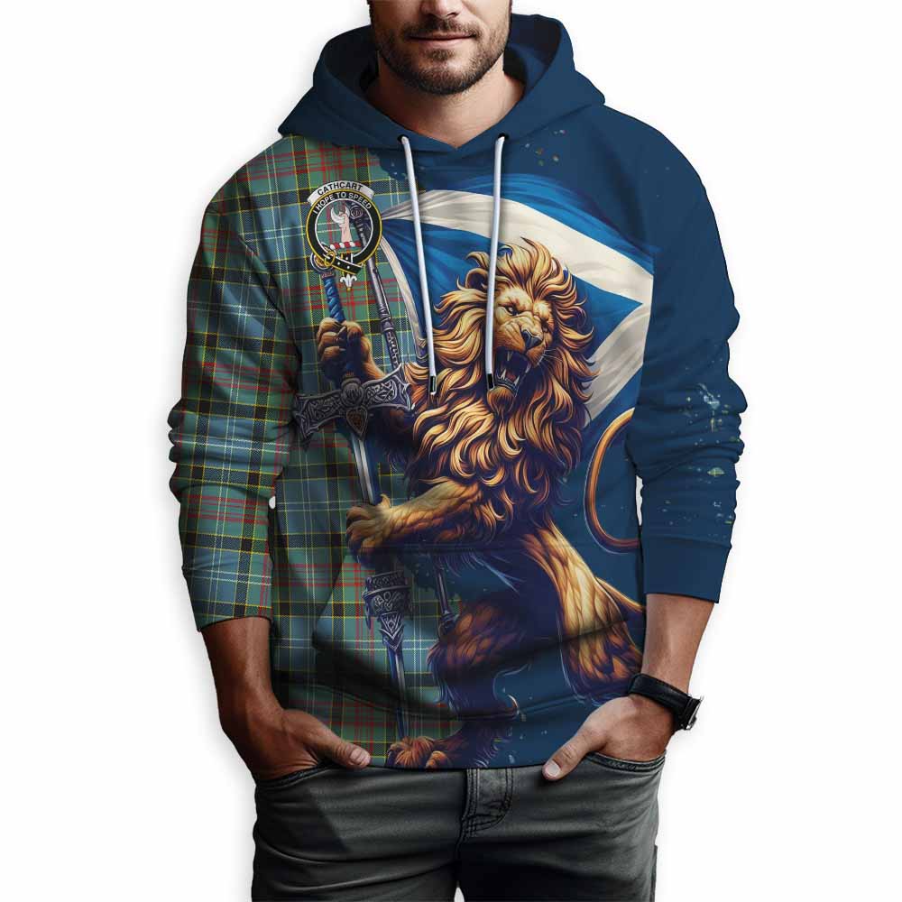 Tartan Vibes Clothing Cathcart Tartan Family Crest Hoodie with Scottish Majestic Lion