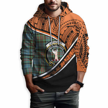 Cathcart Crest Tartan Hoodie with Polynesian Vibes Style - Orange Version