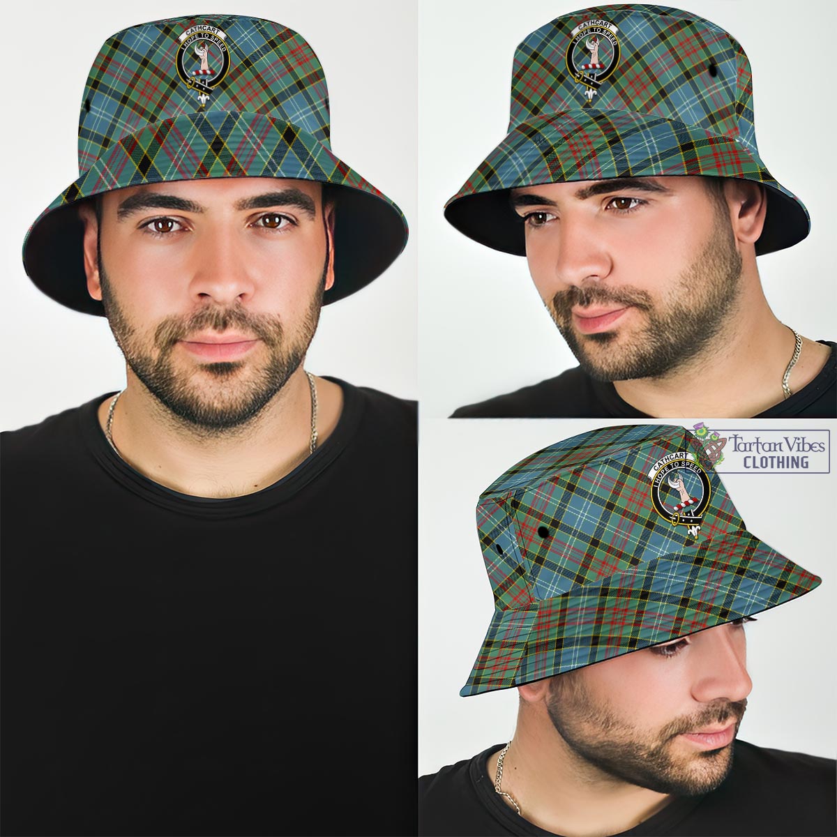 Tartan Vibes Clothing Cathcart Tartan Bucket Hat with Family Crest