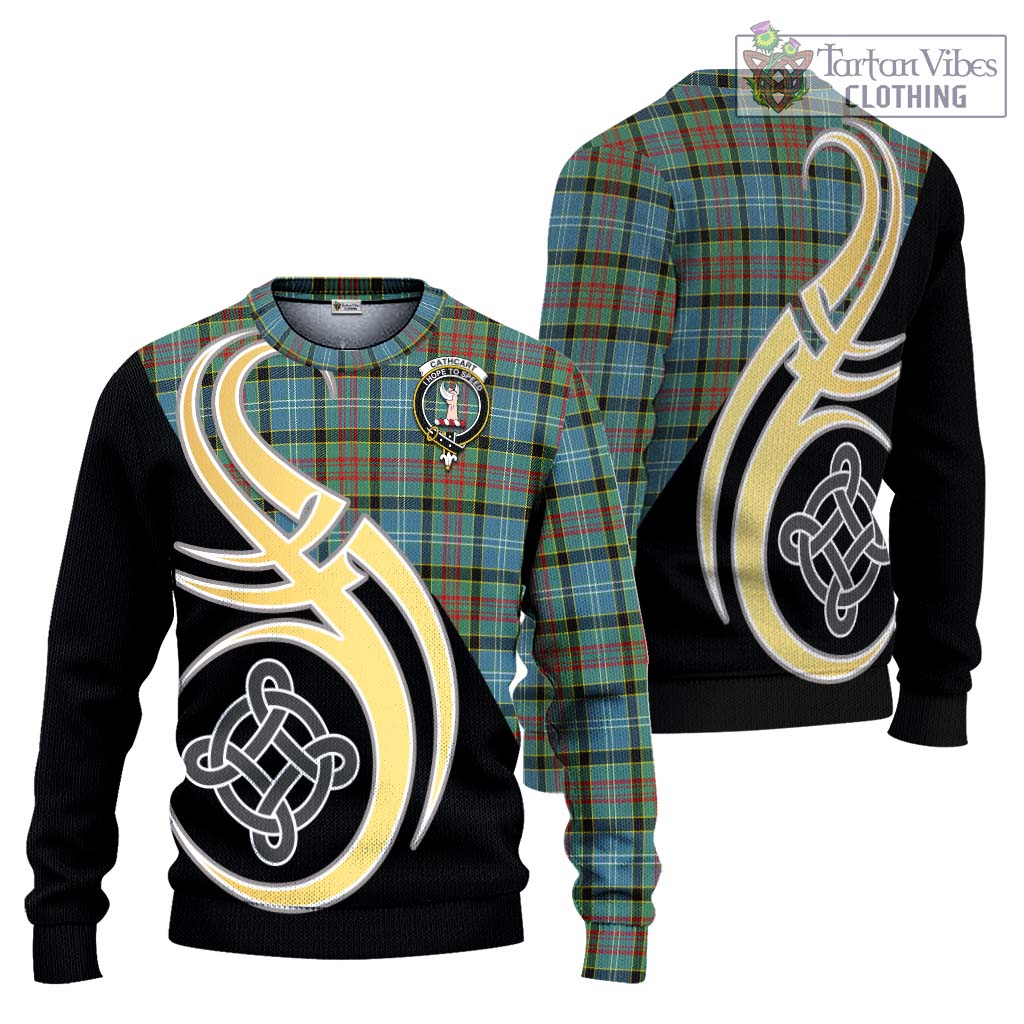 Cathcart Tartan Knitted Sweater with Family Crest and Celtic Symbol Style Unisex - Tartan Vibes Clothing