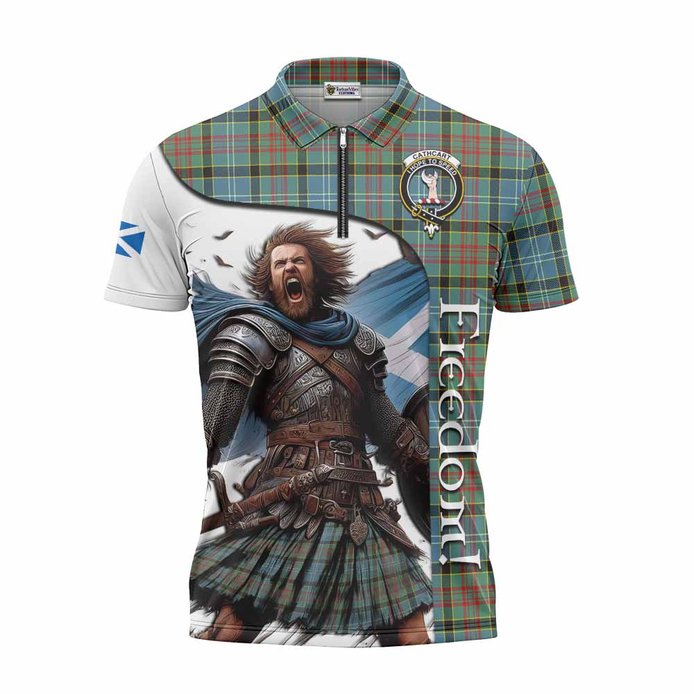 Tartan Vibes Clothing Cathcart Crest Tartan Zipper Polo Shirt Inspired by the Freedom of Scottish Warrior